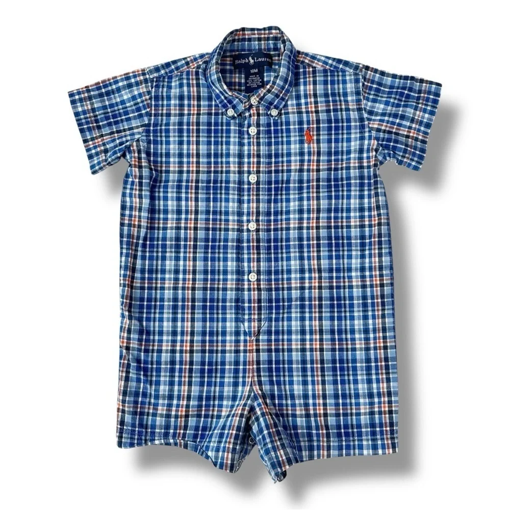 Ralph Lauren | Classic Plaid Shortall (18 mos)